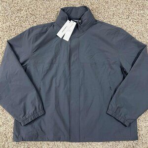 Calvin Klein Men's Tech Zip Windbreaker Jacket with Hidden Hood Gray, Size 2XL